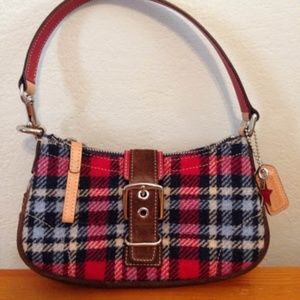 Coach Handbag Small Plaid Red Blue Wool G3J-7570